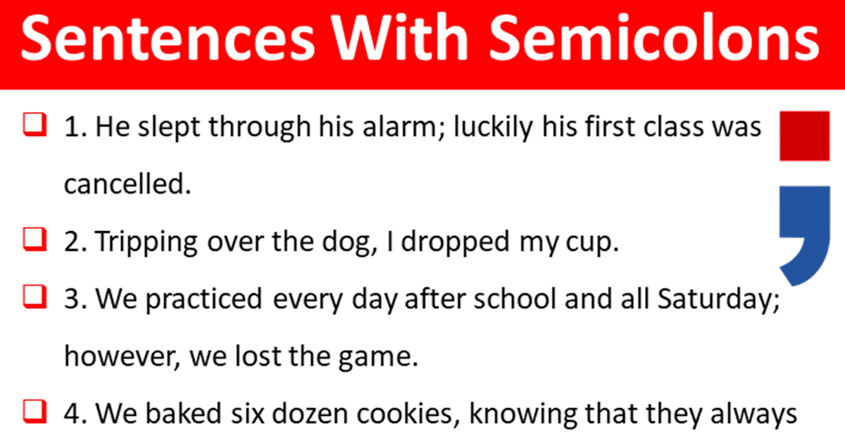 Sentences With Semicolons January