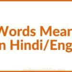 Words Meaning In Hindi/English