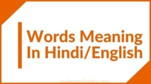 Words Meaning In Hindi/English