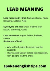 Lead Meaning-meaning Of Lead With Examples Spoken English Tips