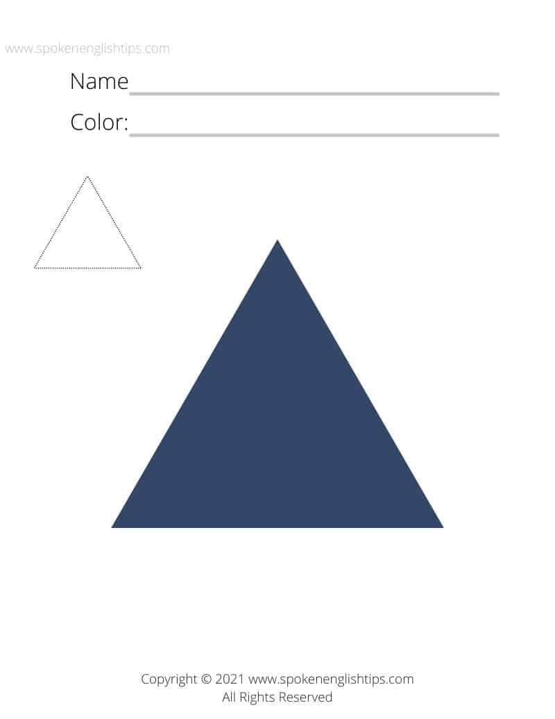 Triangle shape worksheet for preschools