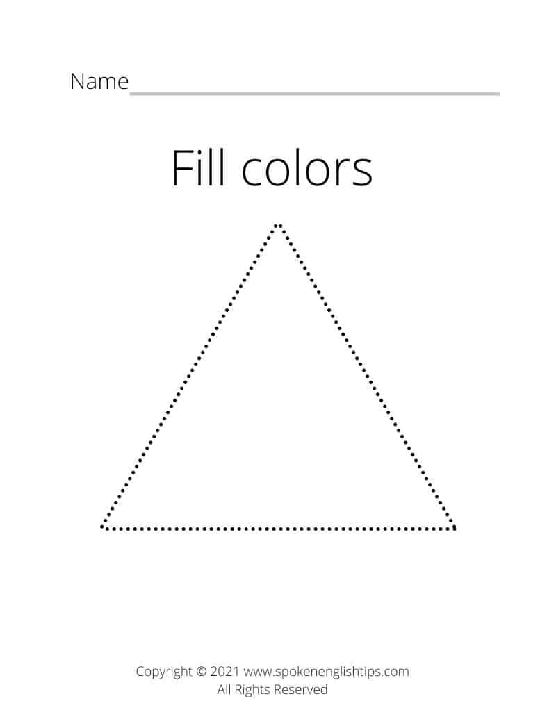 Triangle shape worksheet for preschools