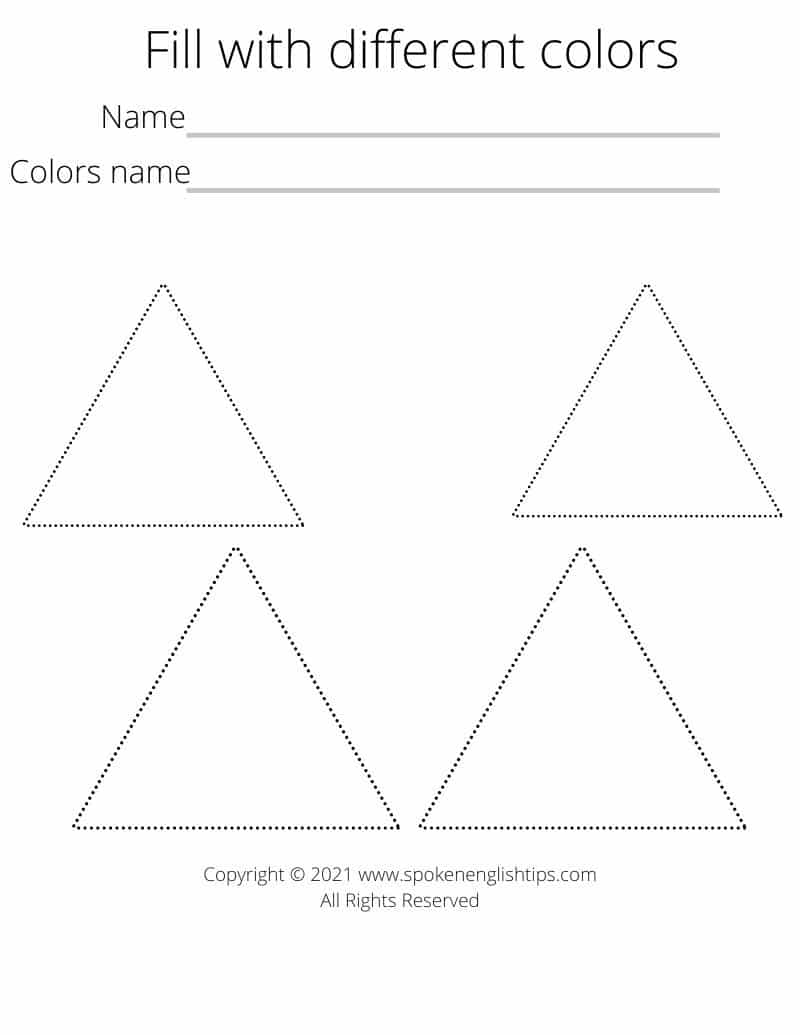 Triangle shape worksheet for preschools