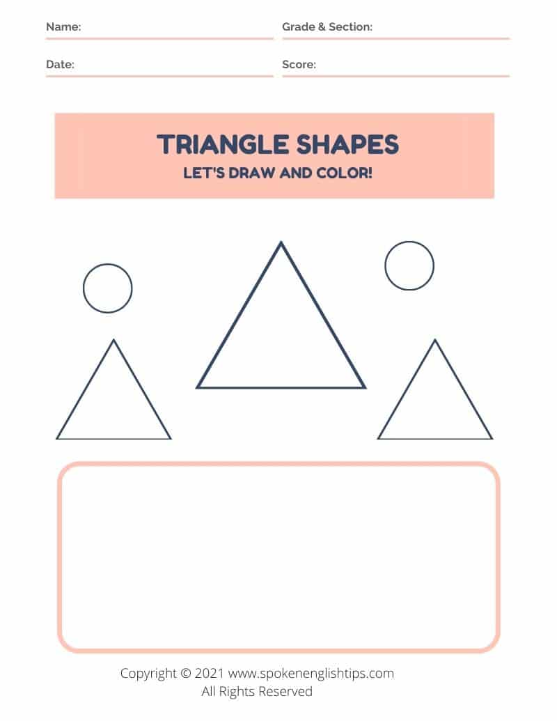 Triangle shape worksheet for preschools