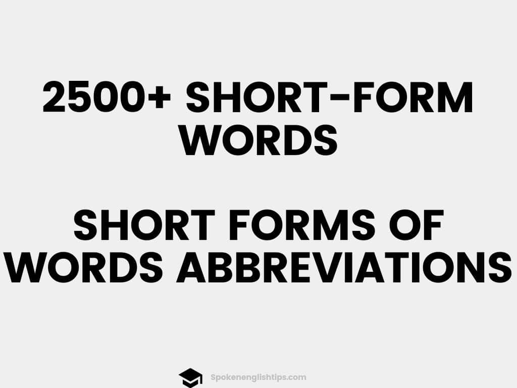 1000+ Short forms of words used in WhatsApp - GrammarVocab