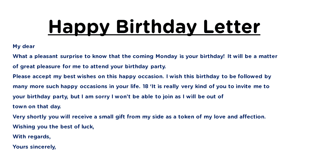Happy Birthday Letter Sample Letter, Format Templates