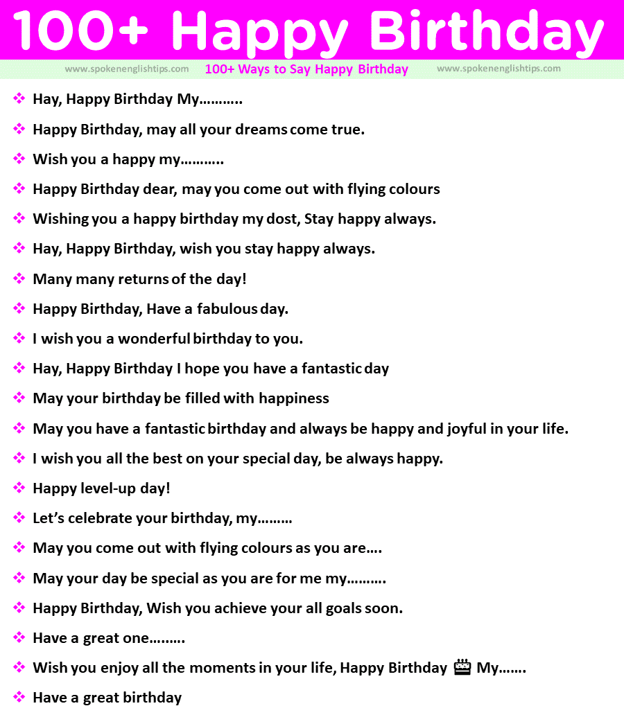 90+ Another Way To Say Happy Birthday Spoken English Tips