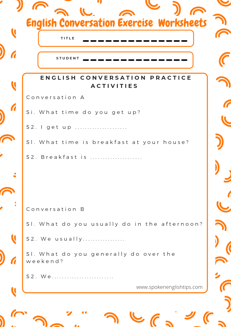 Speaking English Conversation Practice On Daily Activities With Exercise 