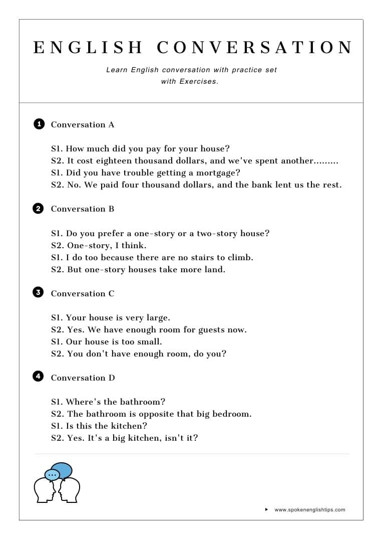 english conversation practice exercise living in a house