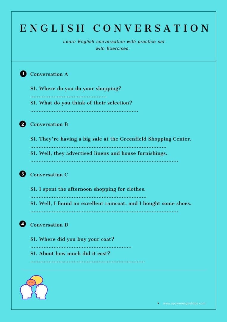 english conversation practice exercise going shopping