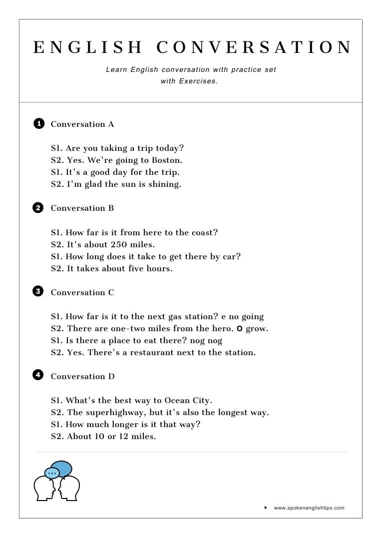 English conversation practice exercise
