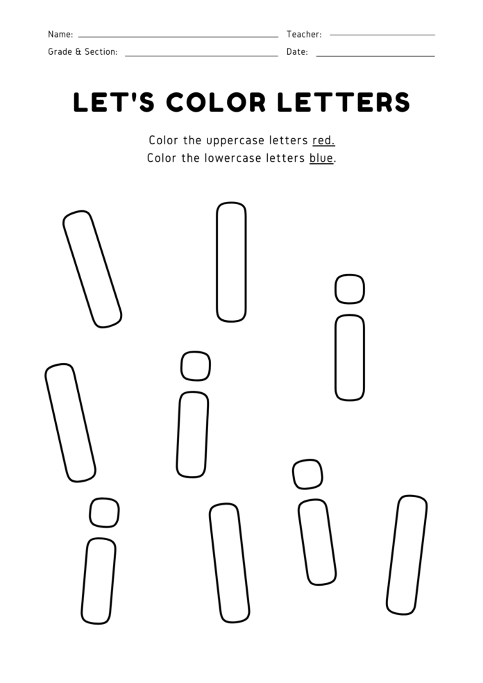 Free Letter I Worksheets For Kindergarten - Spoken English Tips ( June ...