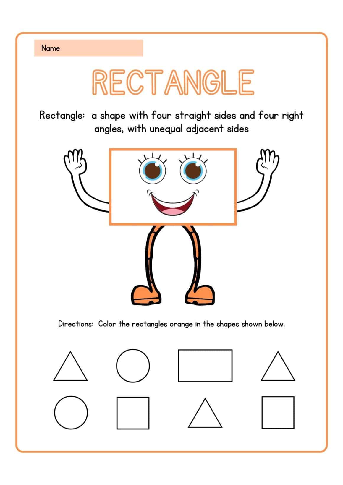 Rectangle shape activities Free Worksheets Printable for Kindergarten