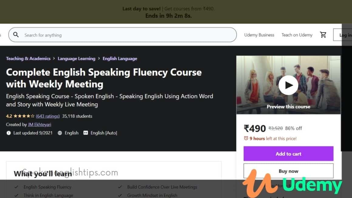 Best online English speaking course on Udemy