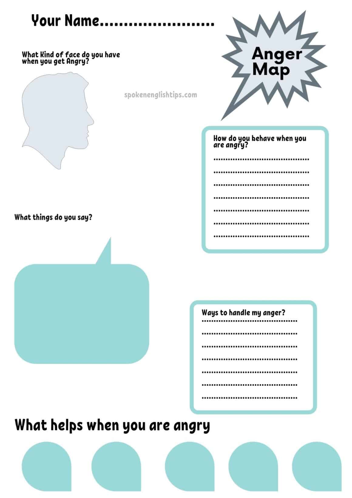 Anger worksheets for kids