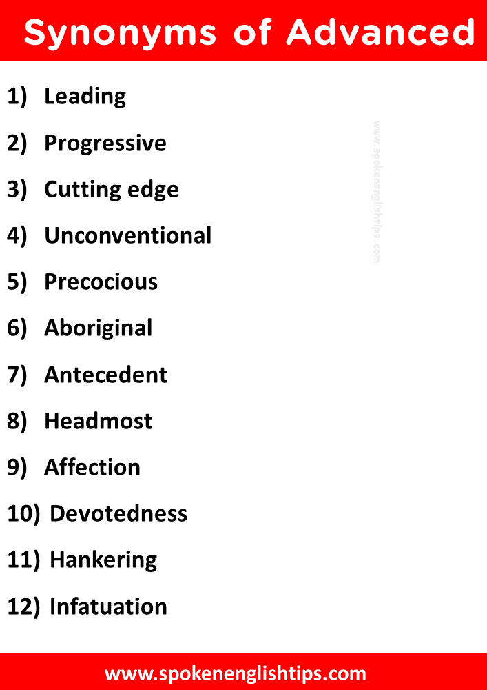 Synonyms of Advanced