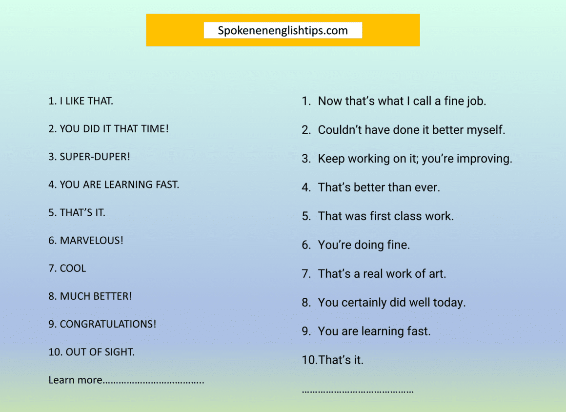 Alternative Ways to Say a Good Job in English