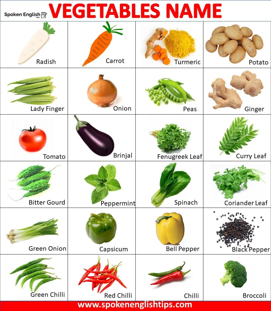 Vegetables Name: 100+ List of vegetable Name in English With Picture Pdf- (May 2022)