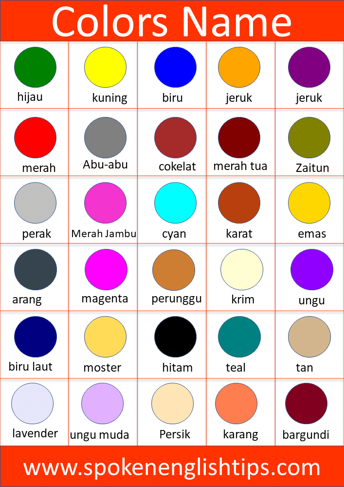 Daftar Nama Warna Dan Gradasi Warna Dalam Bahasa Inggris Software