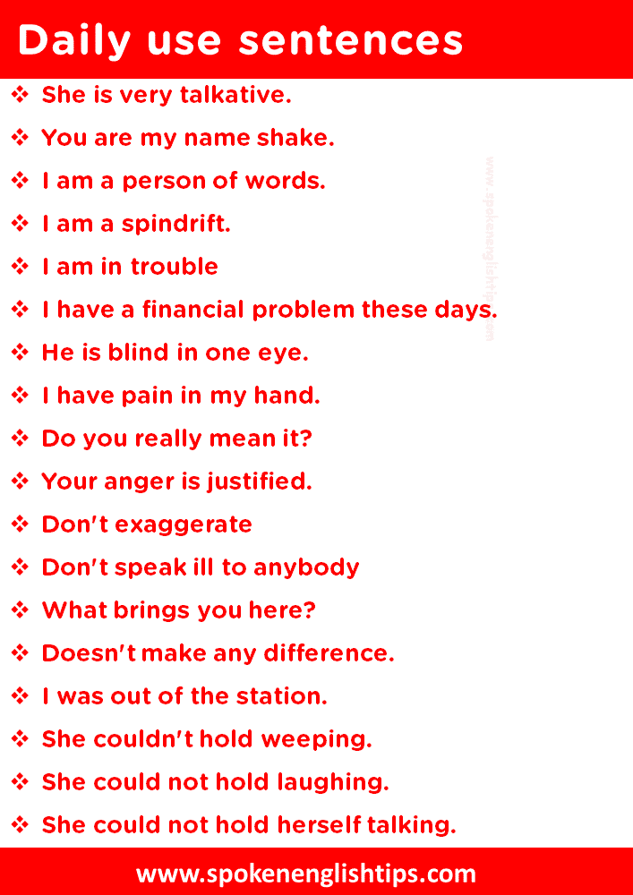 daily use sentences