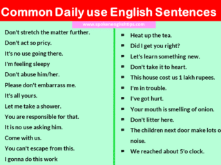 dily use of english sentences