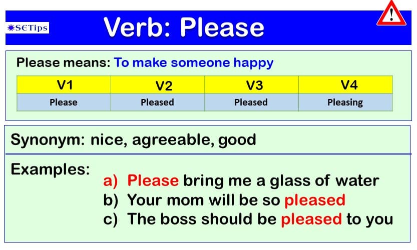 Please Verb Forms – Past Tense, Past Participle & V1V2V3