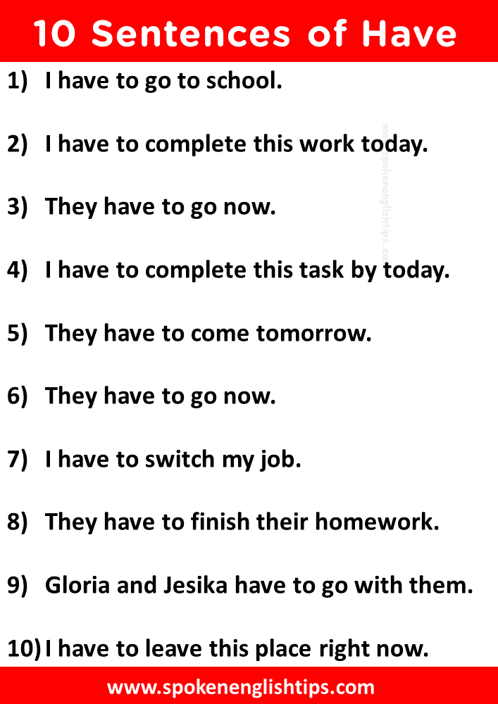 10 Sentences Of Have To Use Of Have To SpokenEnglishTips