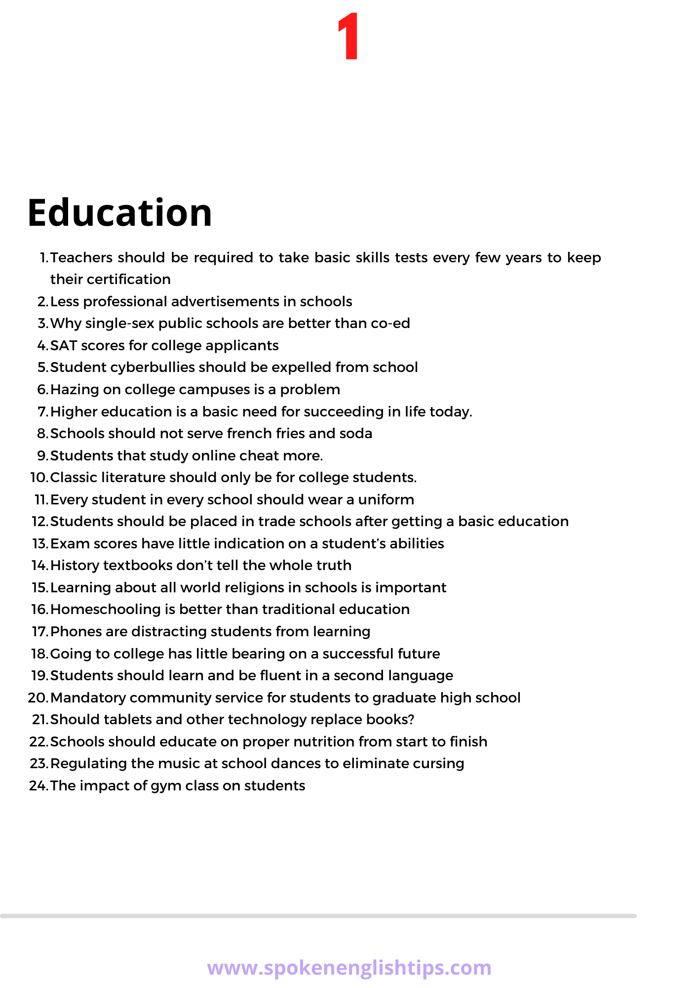 topics of english presentation