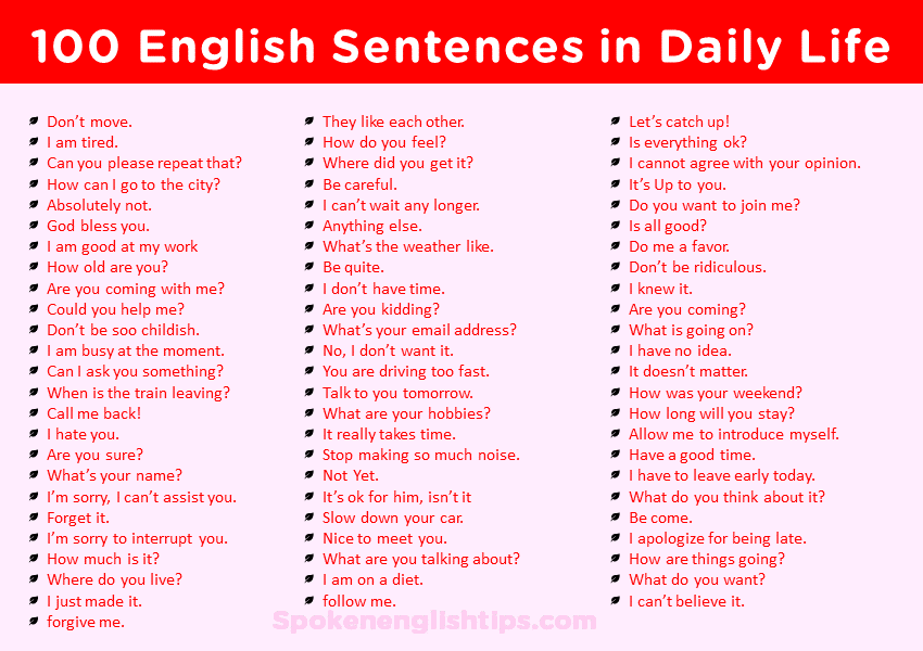 English Sentences Used In Daily Life Pdf