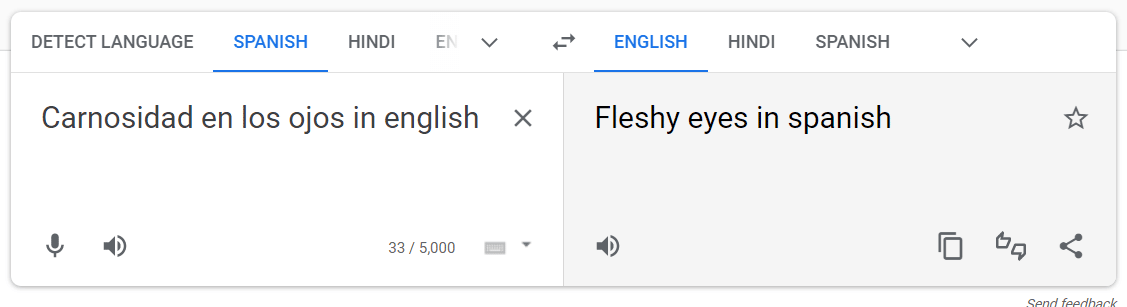 Carnosidad en los ojos in english