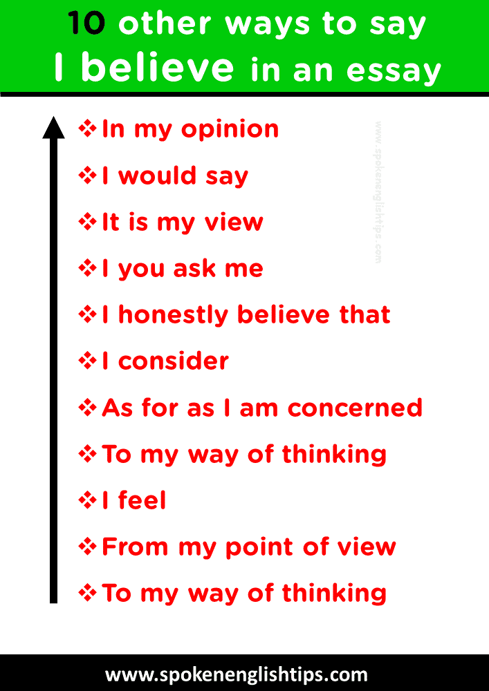 what to say instead of i believe in an essay