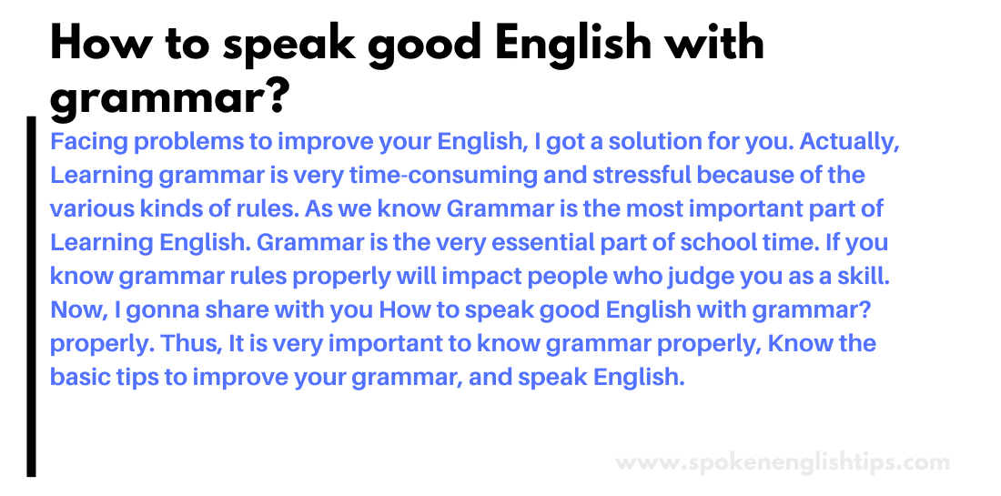 How To Speak Good English With Grammar 