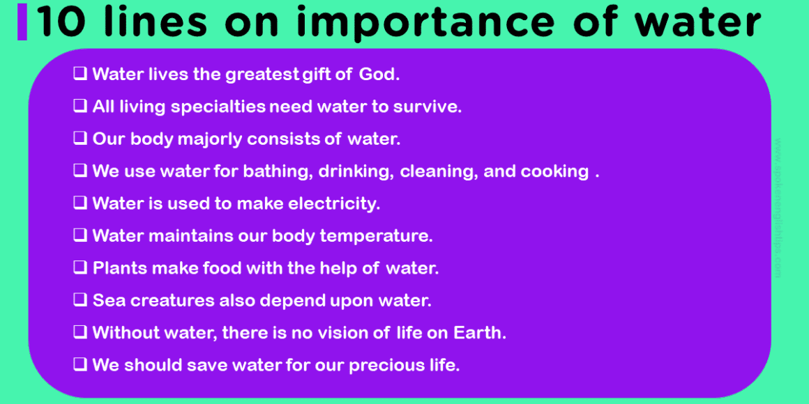 10 lines on importance of water