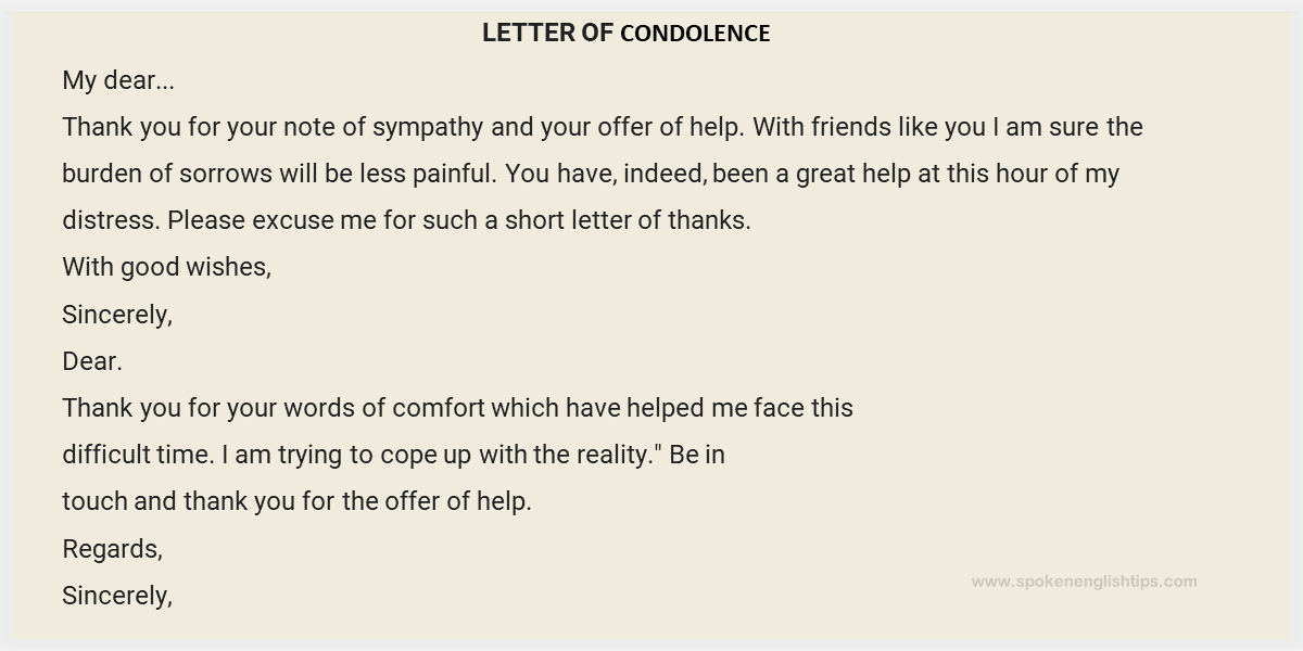 How to write a letter for condolence