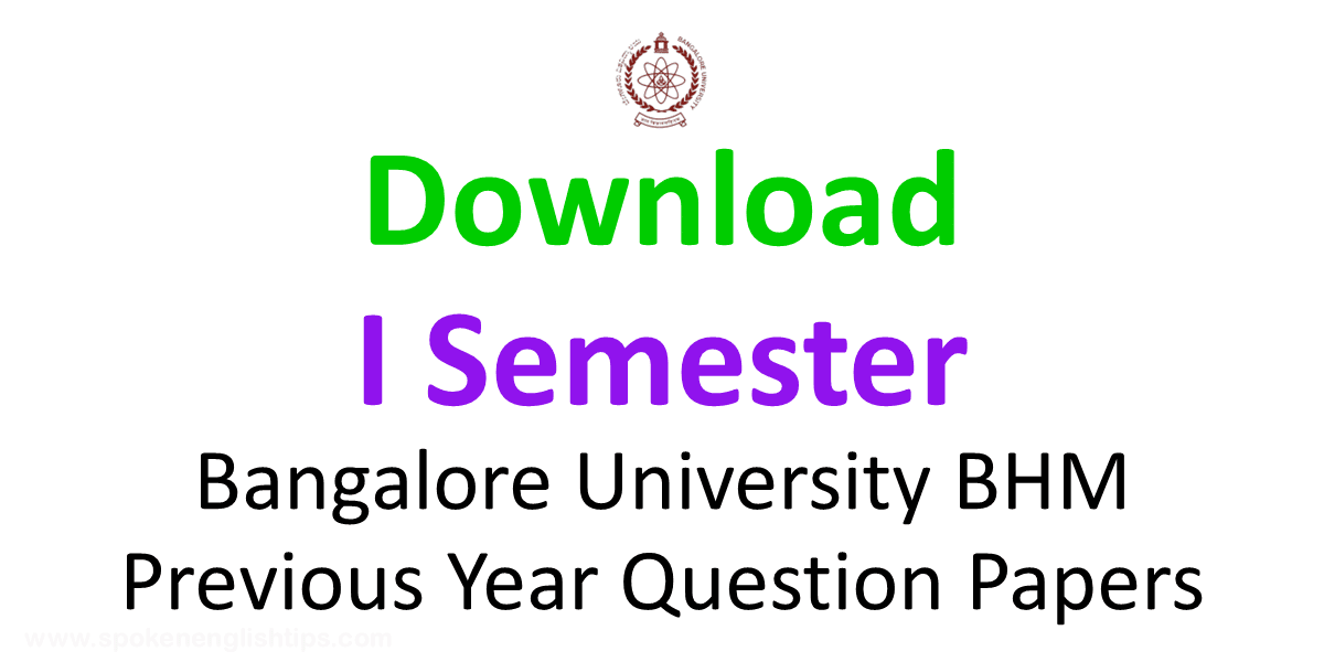 Download Bangalore University All Question Papers First Semester