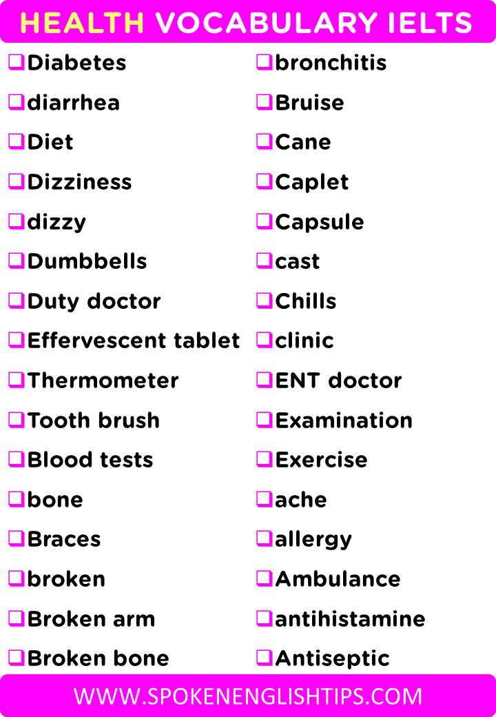 health vocabulary ielts