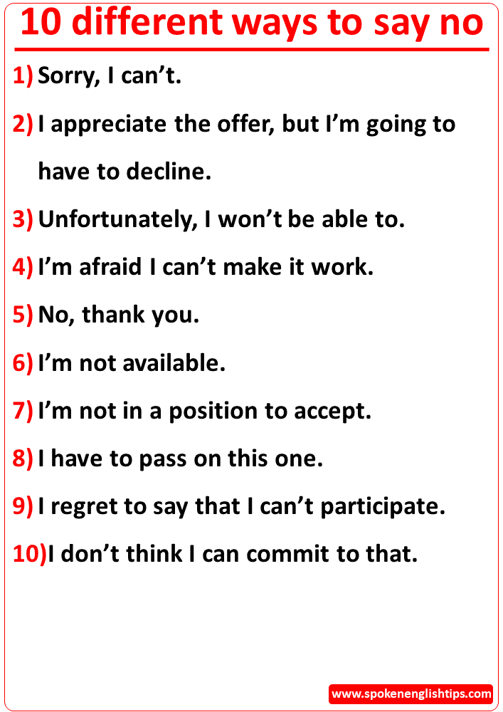 10 different ways to say no