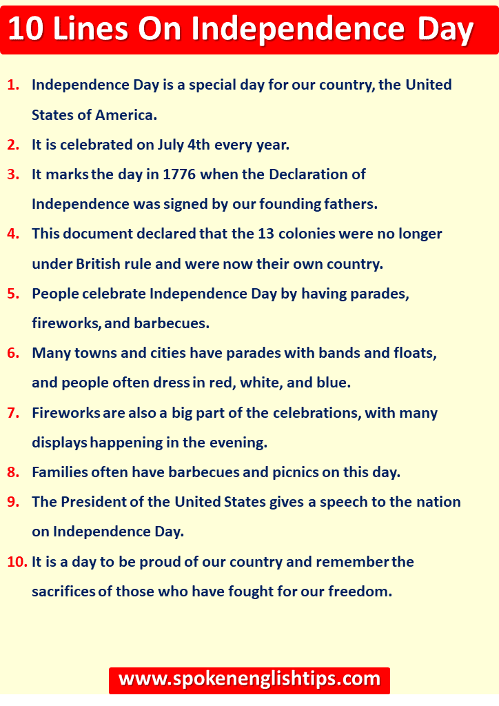 10 Lines On Independence Day
