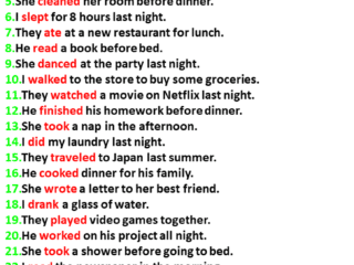 100 Simple Past Tense Sentences