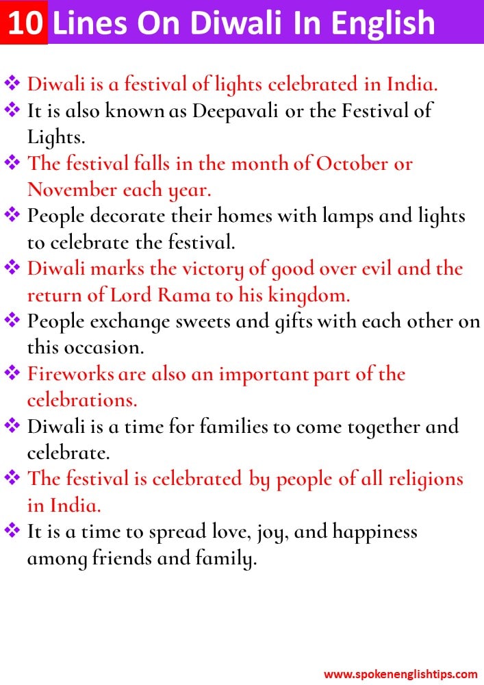 10 Lines On Diwali In English For Class 5