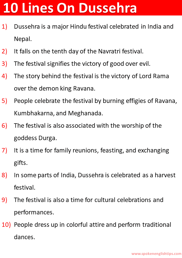 10 Lines On Dussehra