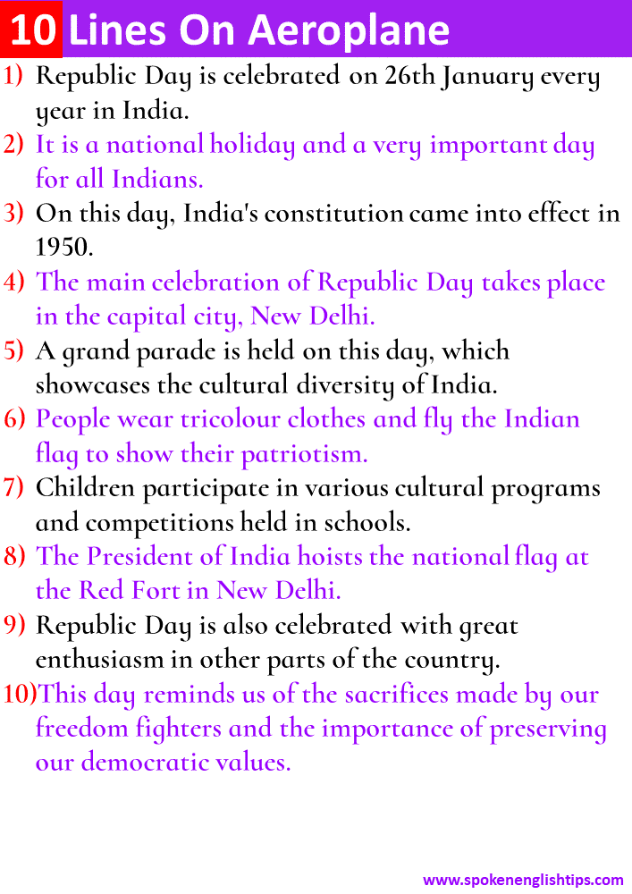 10 Lines On Republic Day For Class 1