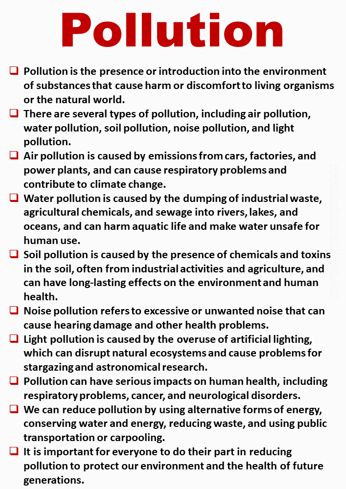 10 Lines on Pollution for Higher Class Students