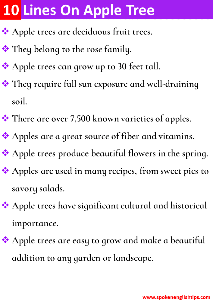 10 Lines On Apple Tree