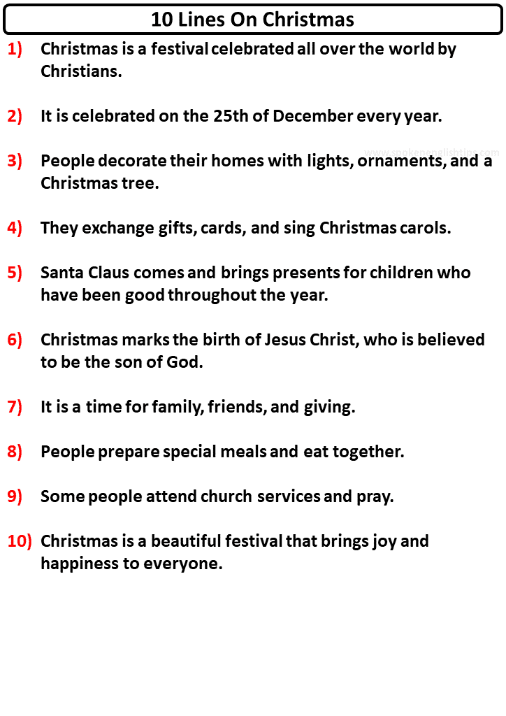 10 Lines On Christmas For Class 2
