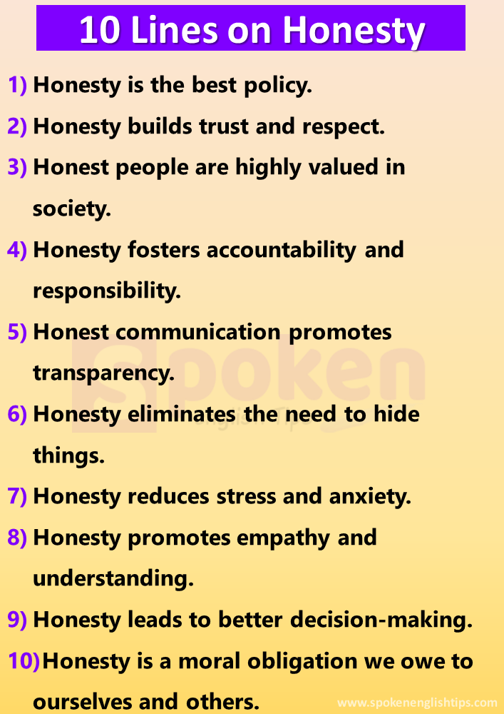 10 Lines On Honesty