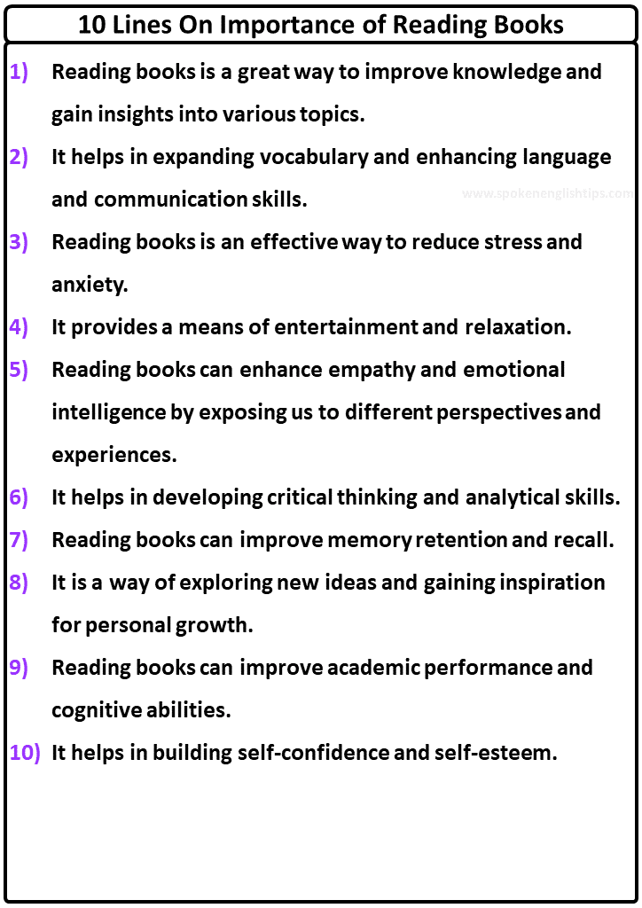 10 Lines On Importance of Reading Books
