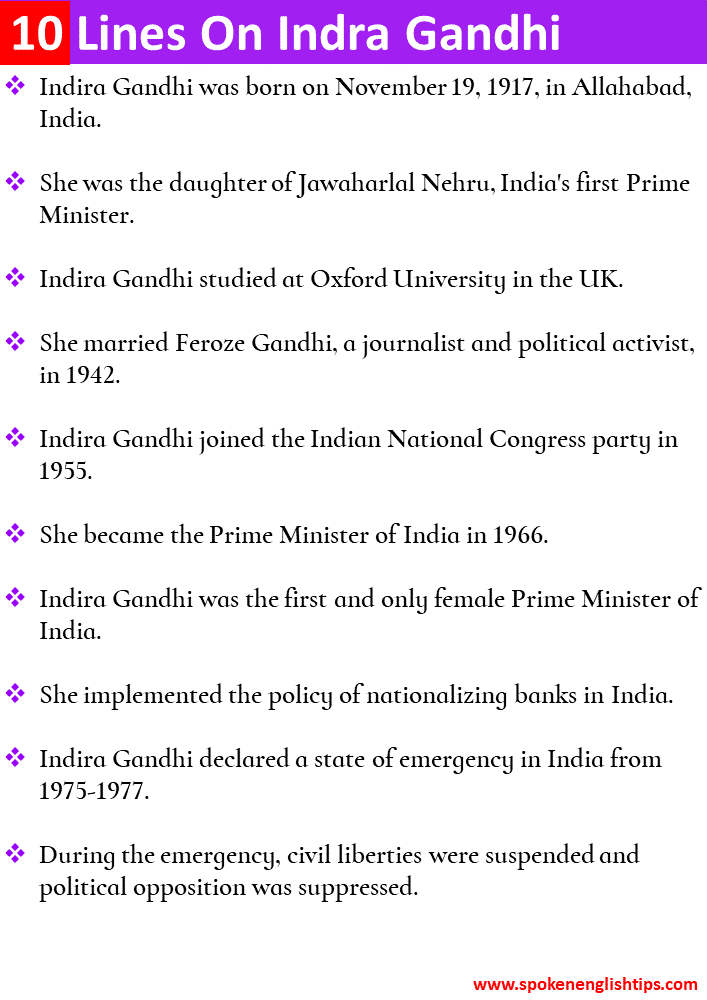 indira gandhi speech in english 10 lines