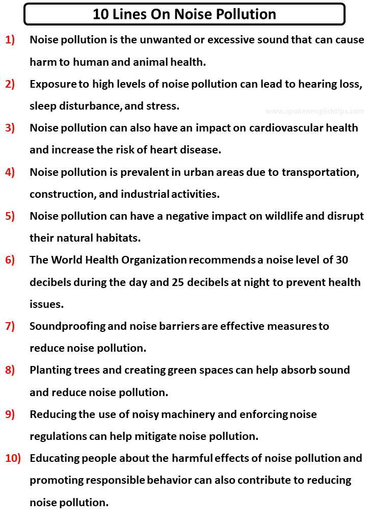 10 Lines On Noise Pollution