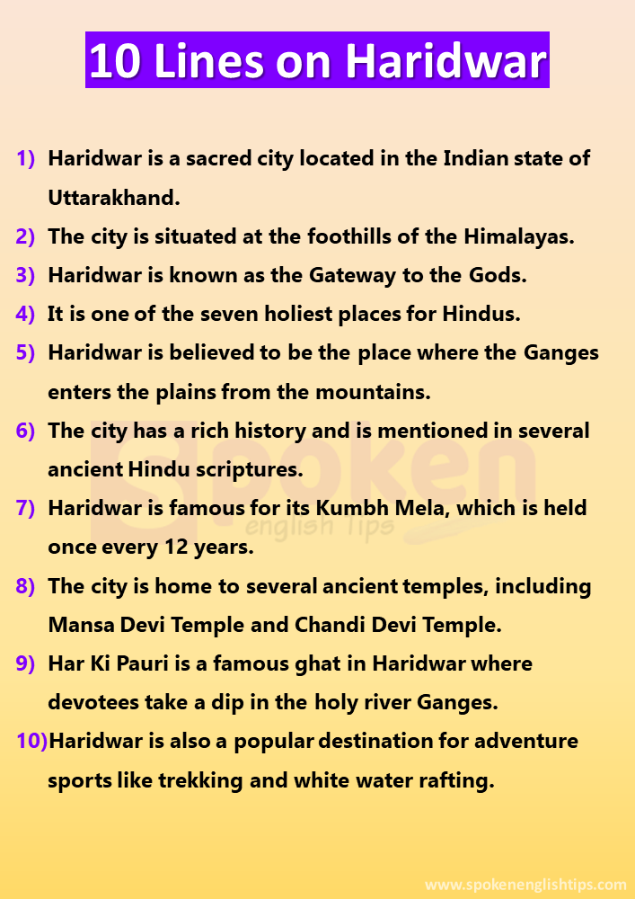 10 Lines on Haridwar
